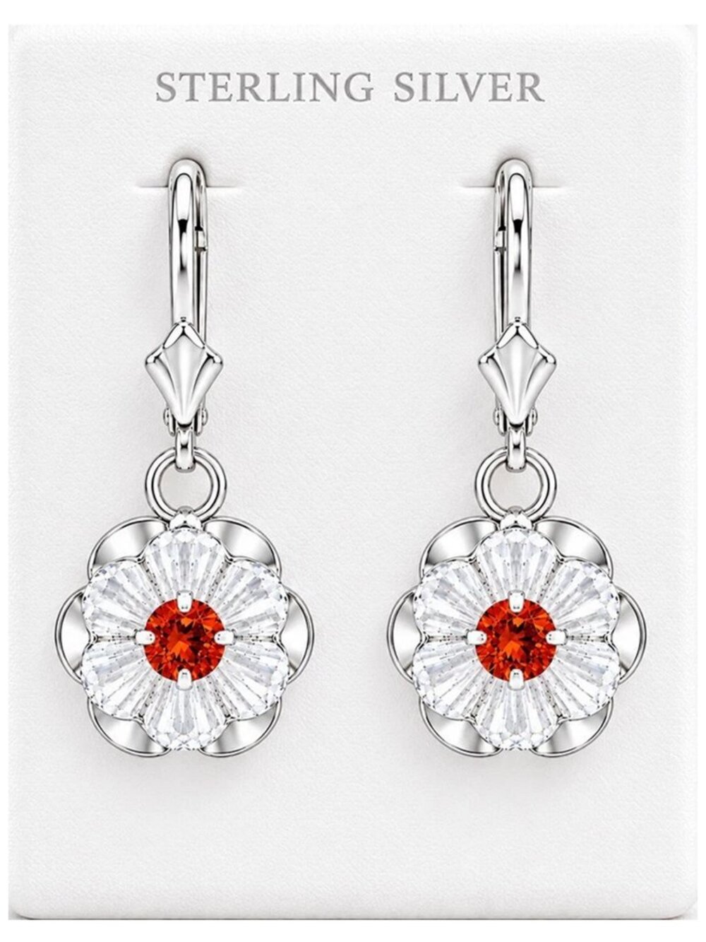Created Padparadscha Sapphires Earrings .925 Sterling Silver